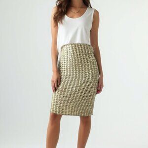 Zara Yellow Patterned Pencil Skirt